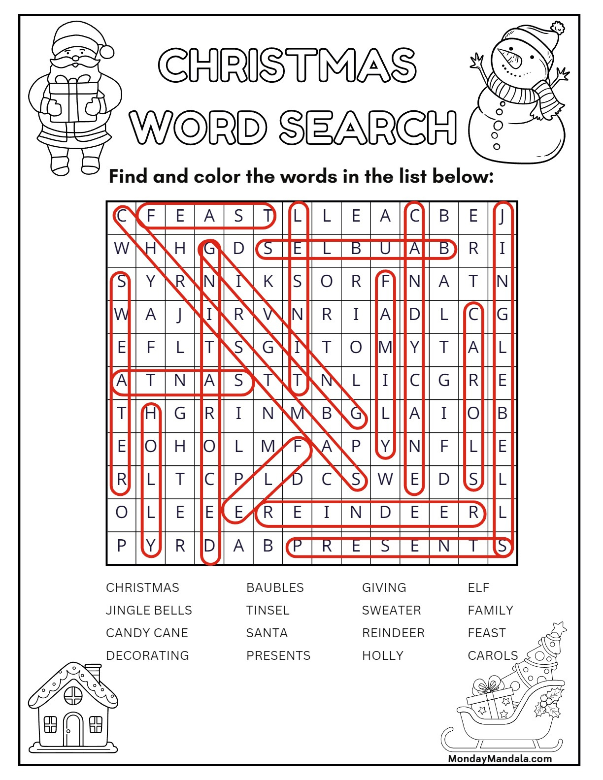 18 Christmas Word Searches (Free Pdf Printables) for Christmas Word Search Answers