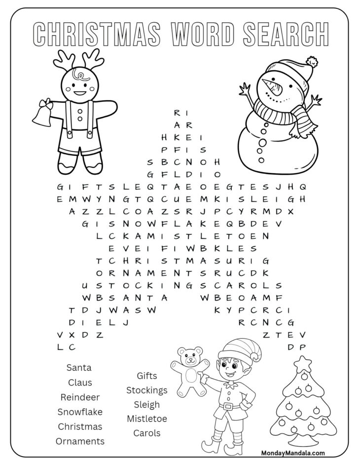 Christmas Word Search Coloring Pages