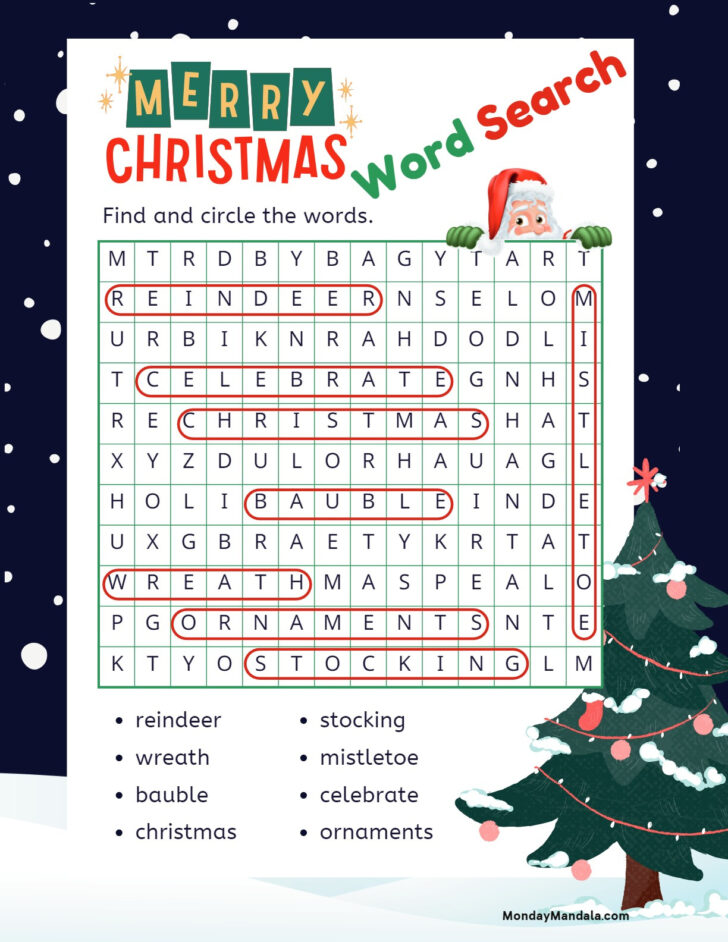 Christmas Word Search Sheets