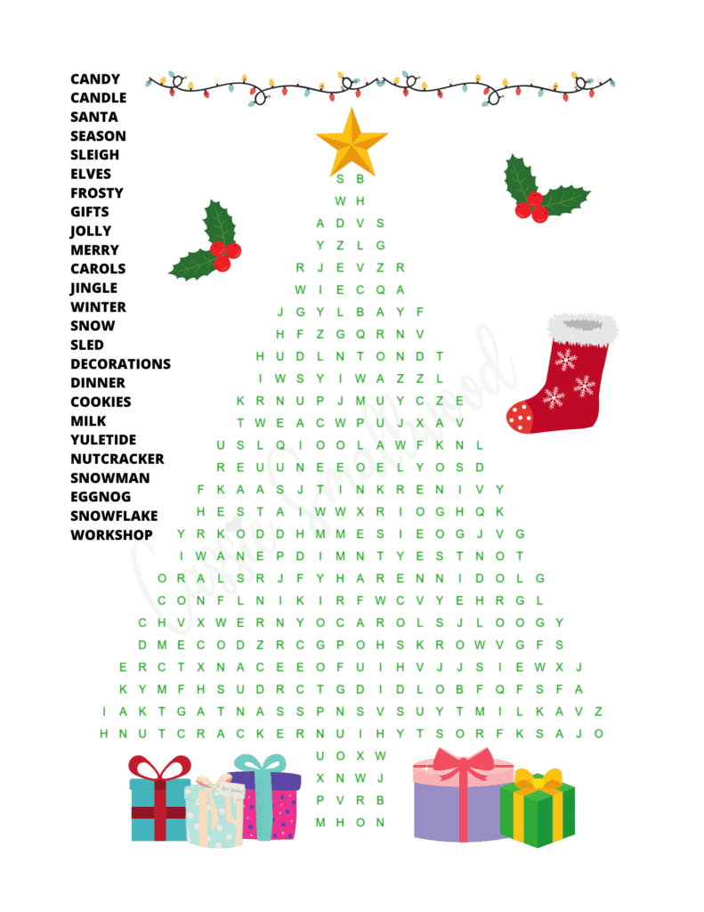 6 Fun Christmas Word Search Free Printables - Cassie Smallwood for Christmas Word Search Tree