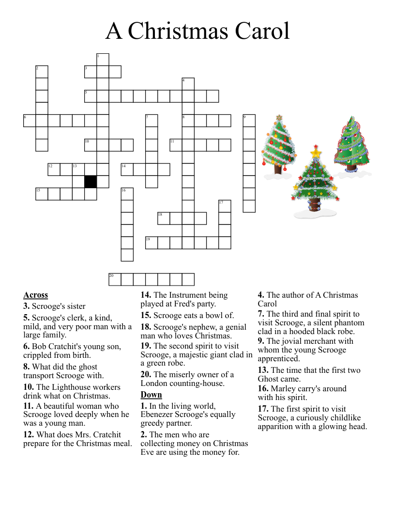 A Christmas Carol Crossword - Wordmint in Christmas Carol Word Search Answers