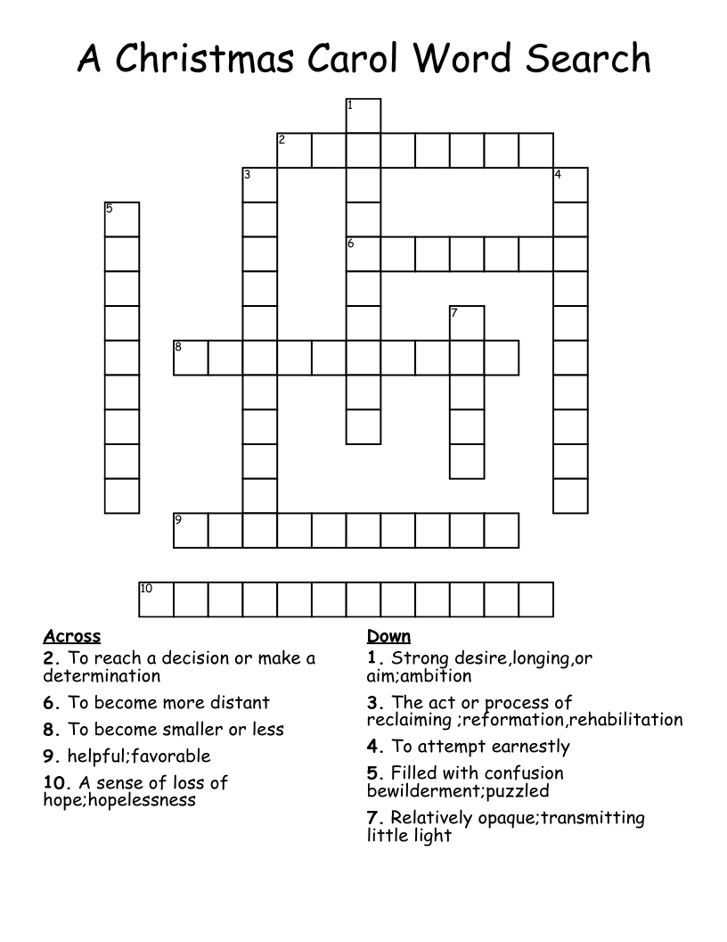 A Christmas Carol Word Search Crossword - Wordmint pertaining to Word Search A Christmas Carol