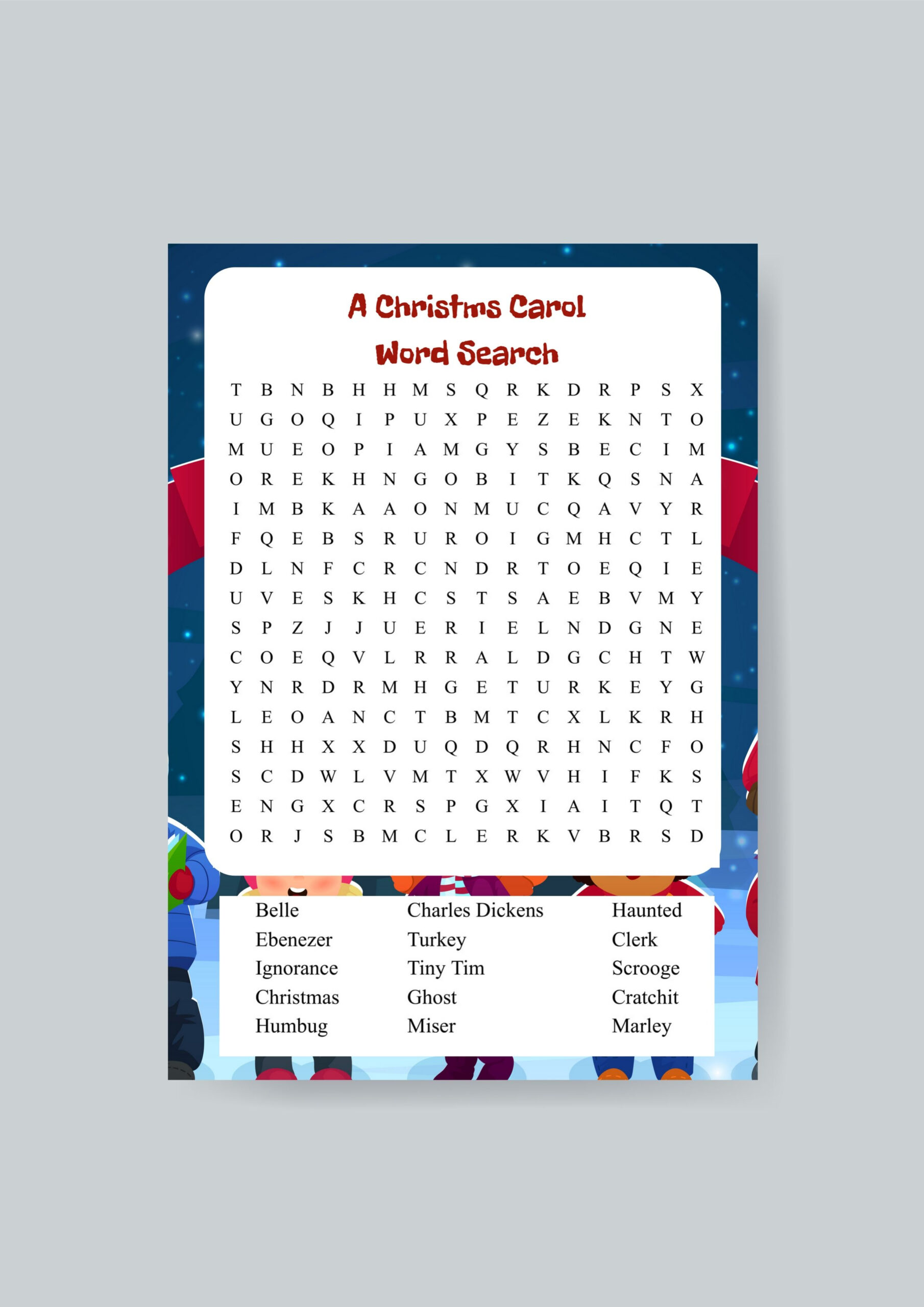 A Christmas Carol Word Search Printable - Shark Printables regarding Word Search A Christmas Carol