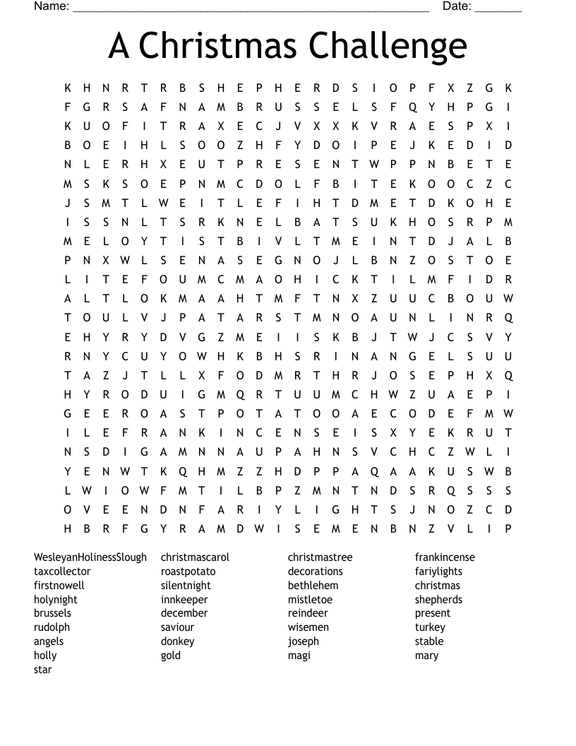 A Christmas Challenge Word Search - Wordmint for Christmas Word Search Challenge