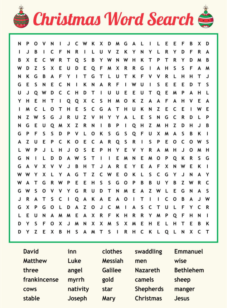 Large Print Christmas Word Search Printable