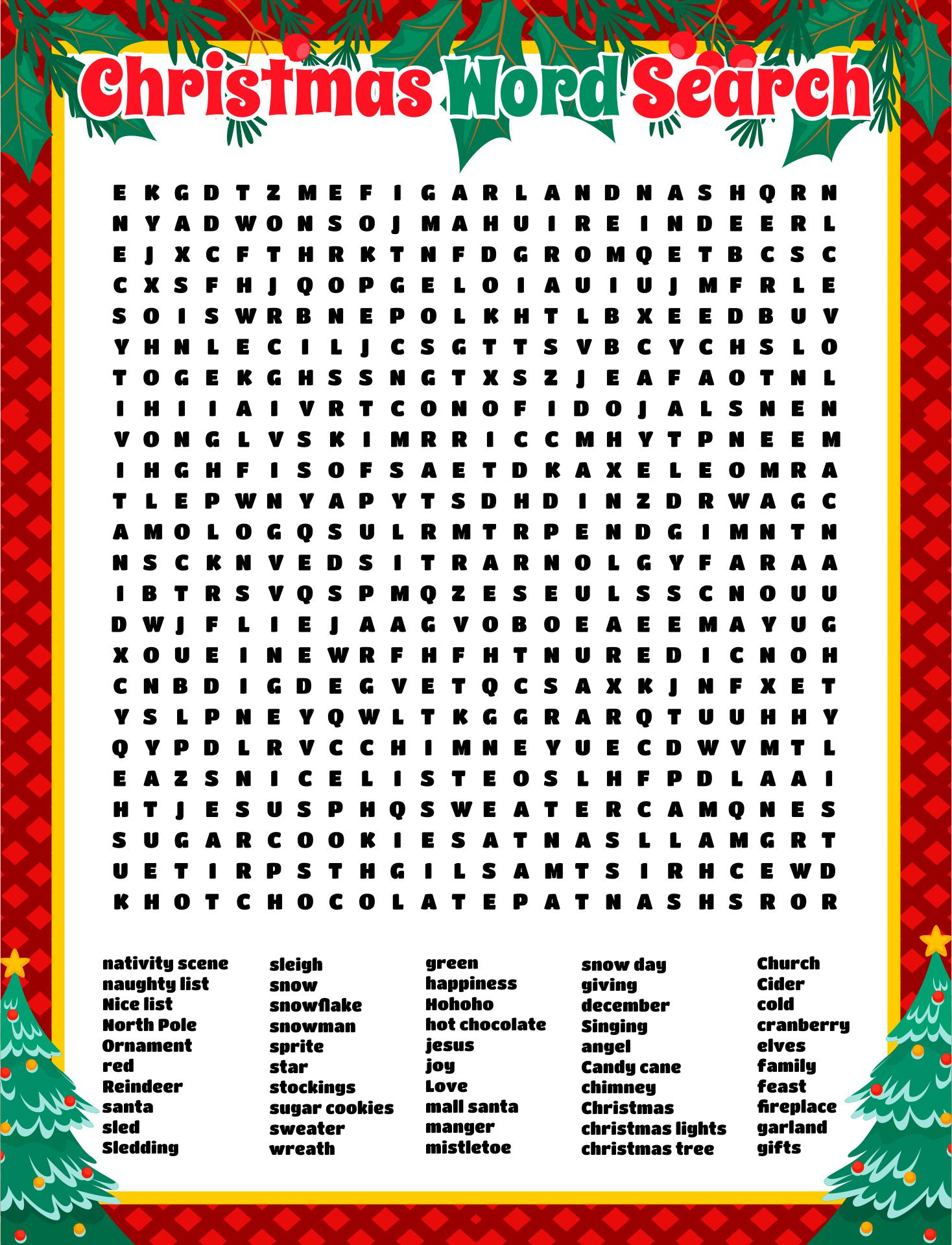 Big Christmas Word Searches - 15 Free Pdf Printables | Printablee regarding Giant Christmas Word Search Answer Key