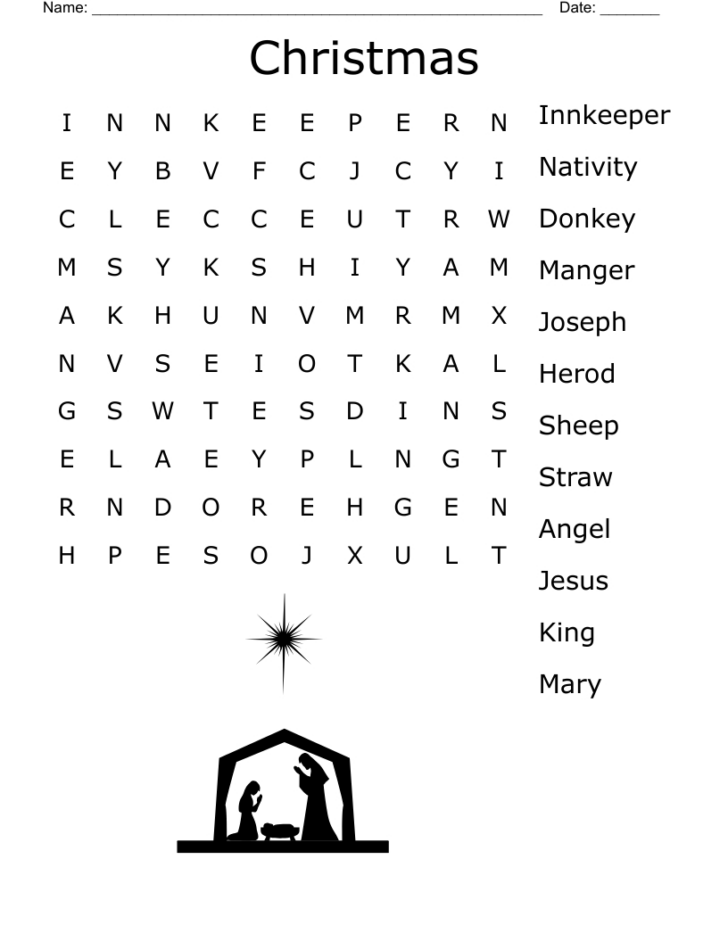 Christmas Word Search Religious