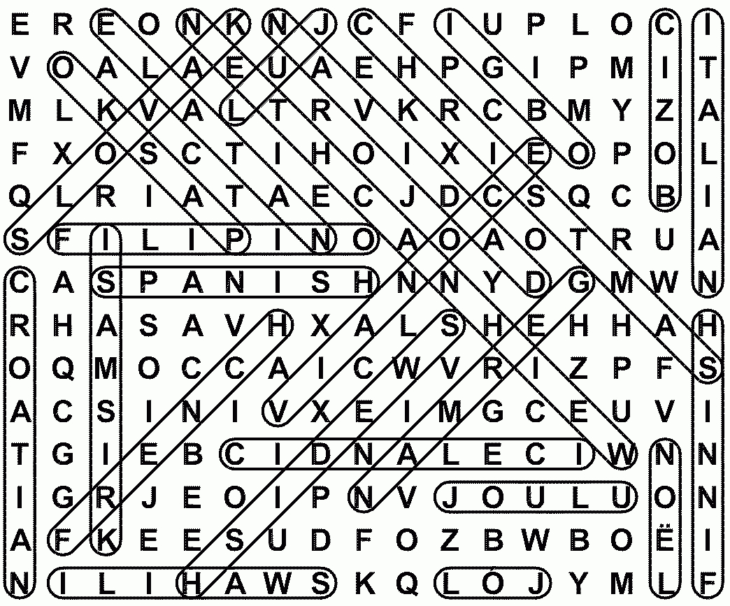 Christmas Around The World 1 (Solution) - Large Print Word Search inside Christmas Around The World Word Search Answer Key