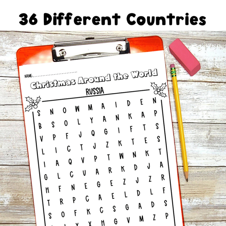 Christmas Around The World Word Search