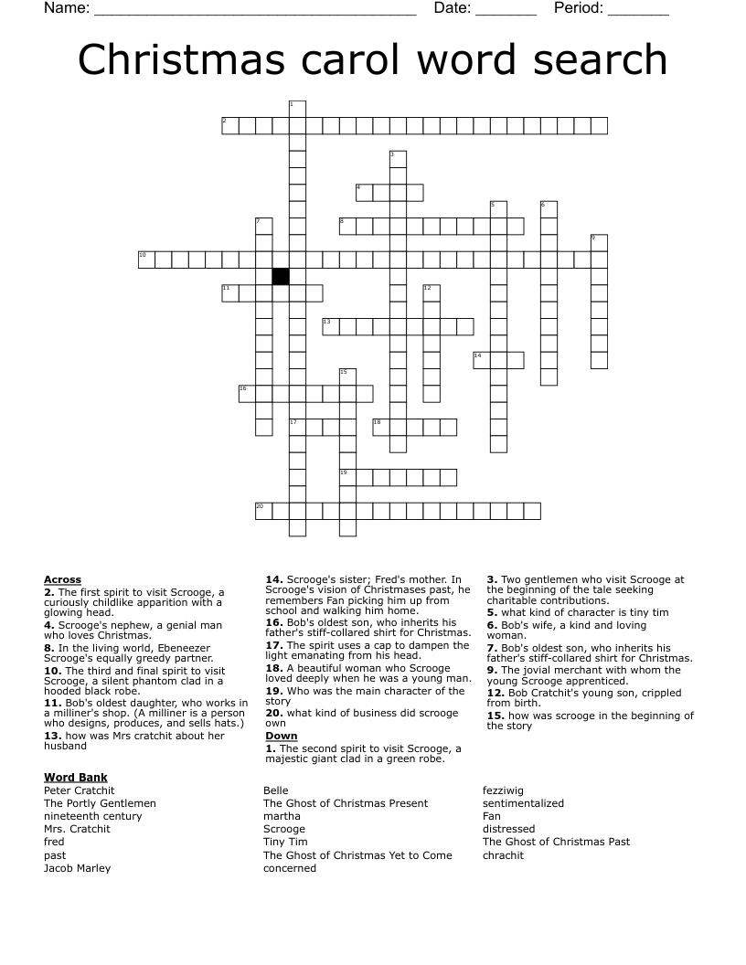 Christmas Carol Word Search Crossword - Wordmint pertaining to Christmas Carol Word Search Answer Key