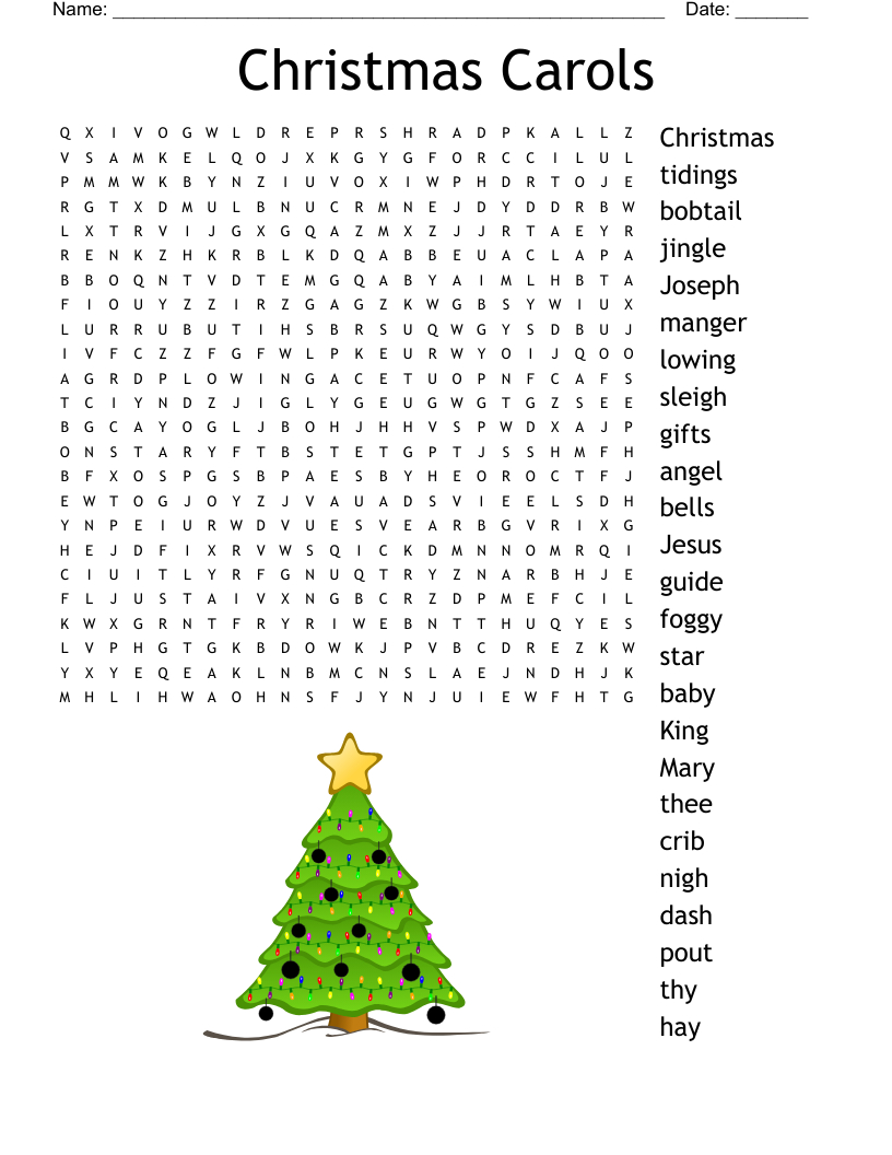 Christmas Carols Word Search - Wordmint in Christmas Carols Word Search