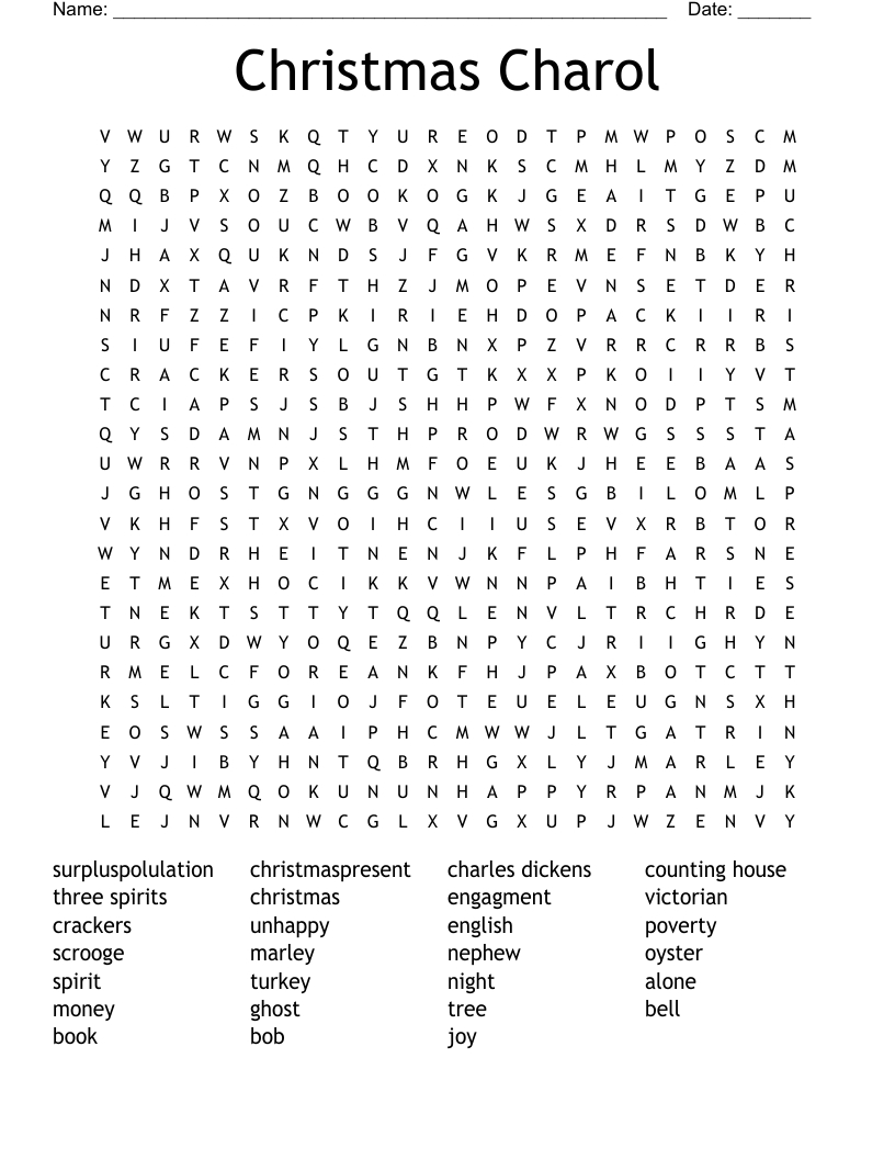 Christmas Charol Word Search - Wordmint regarding 247 Word Search Christmas