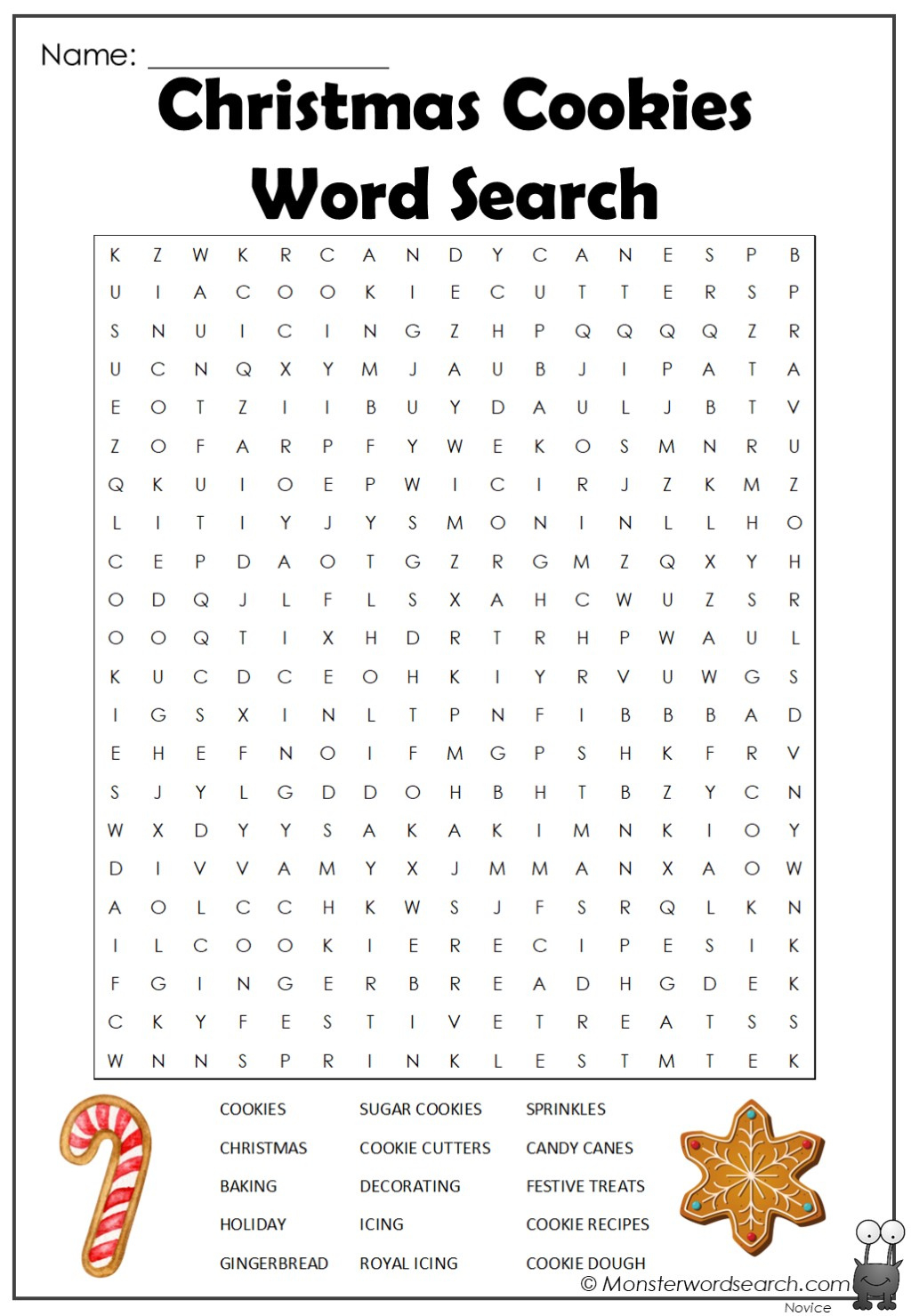 Christmas Cookies Word Search - Monster Word Search with regard to Christmas Cookie Word Search