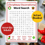 Christmas Decorations Word Search Christmas Word Search   Etsy Throughout Christmas Decorating Word Search Answers