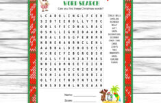 Christmas In July Word Search, Party Game, Word Find Game, For in Christmas In July Word Search