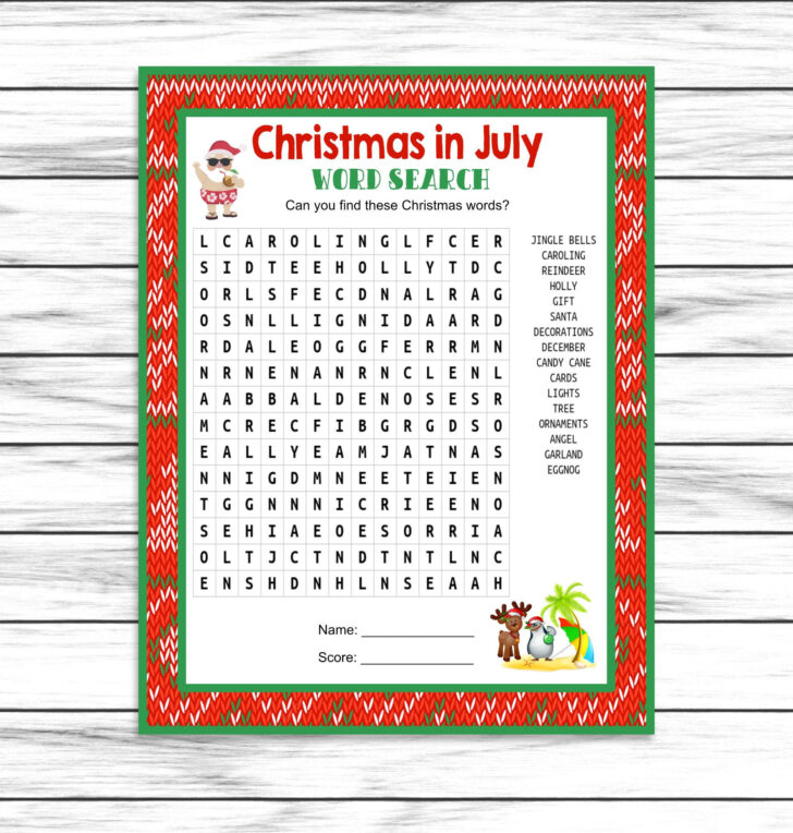 Christmas in July Word Search