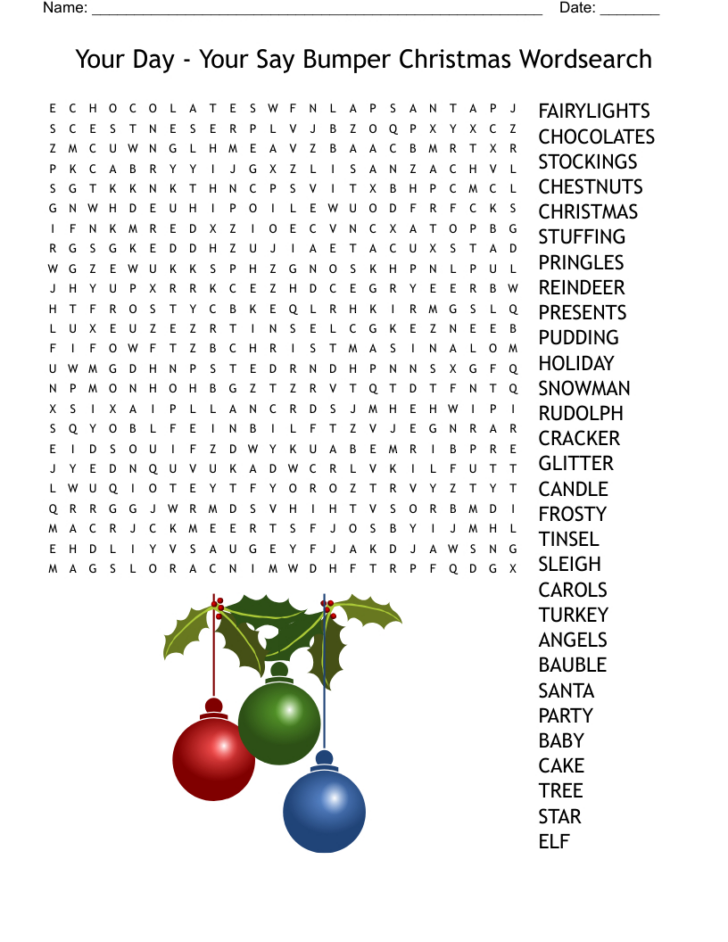 Christmas Movie Word Search