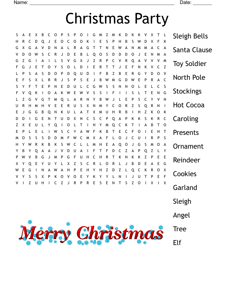 Christmas Party Word Search - Wordmint inside Christmas Party Word Search