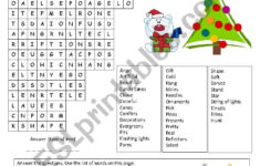 Christmas Tree Wordsearch - Esl Worksheetmanonski (F) in Christmas Tree Word Search Answers