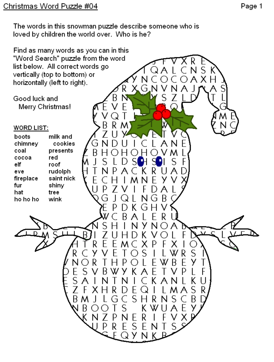 Christmas Word Puzzle, Word Search Printables - Hubpages in Christmas Word Search Games Free