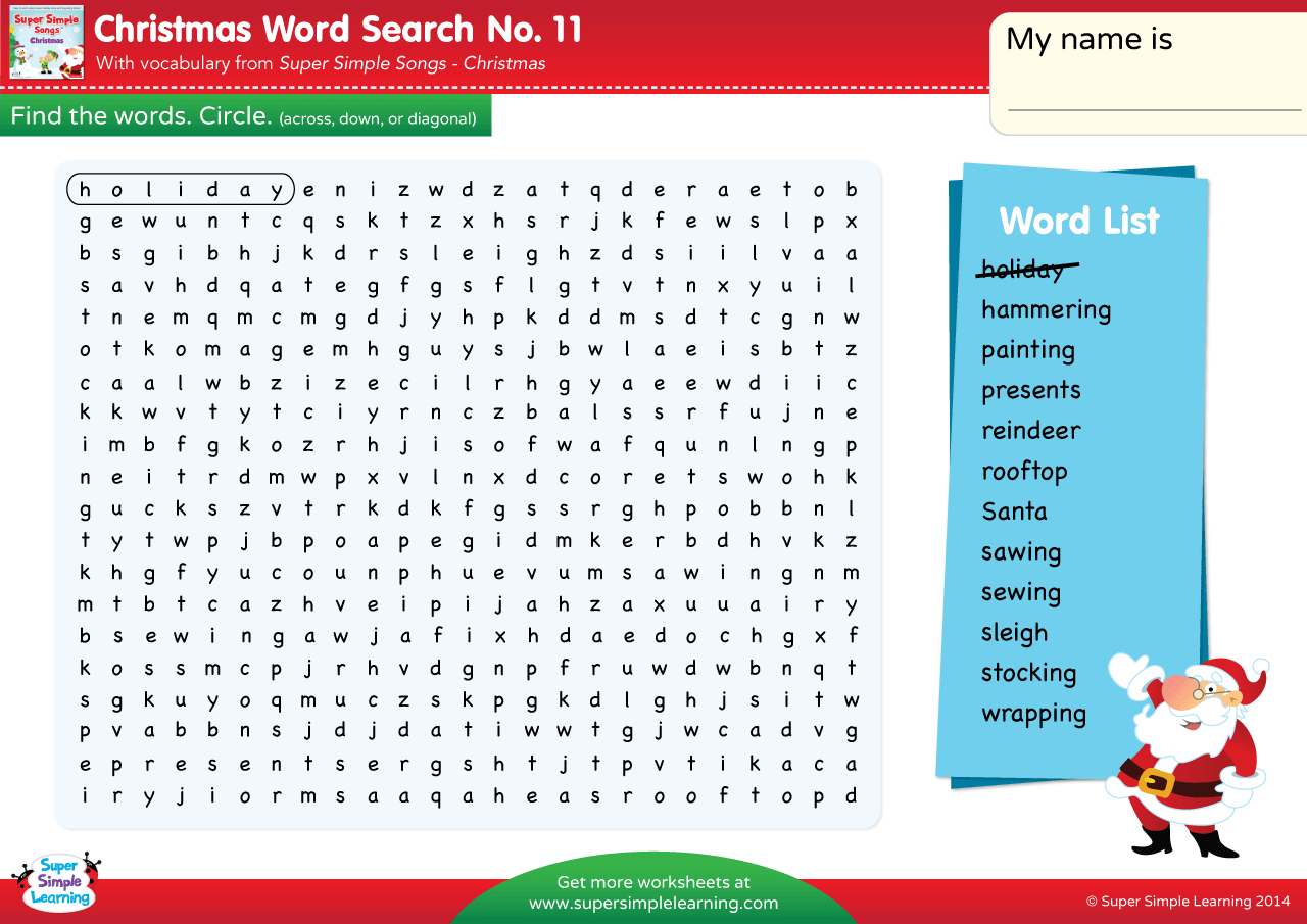 Christmas - Word Search #11 - Super Simple with Christmas Word Search Online