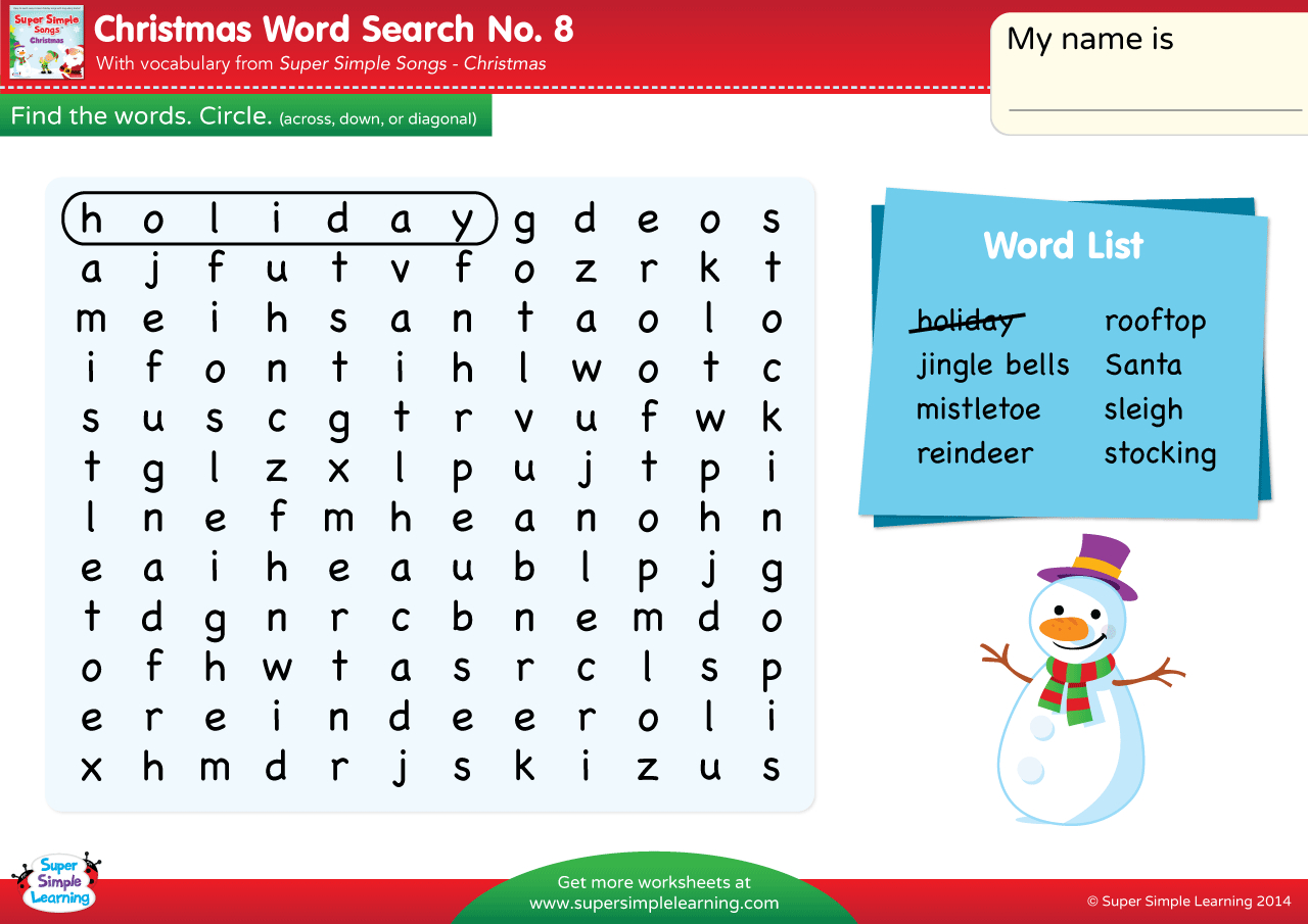 Christmas - Word Search #8 - Super Simple inside Easy Word Search Christmas