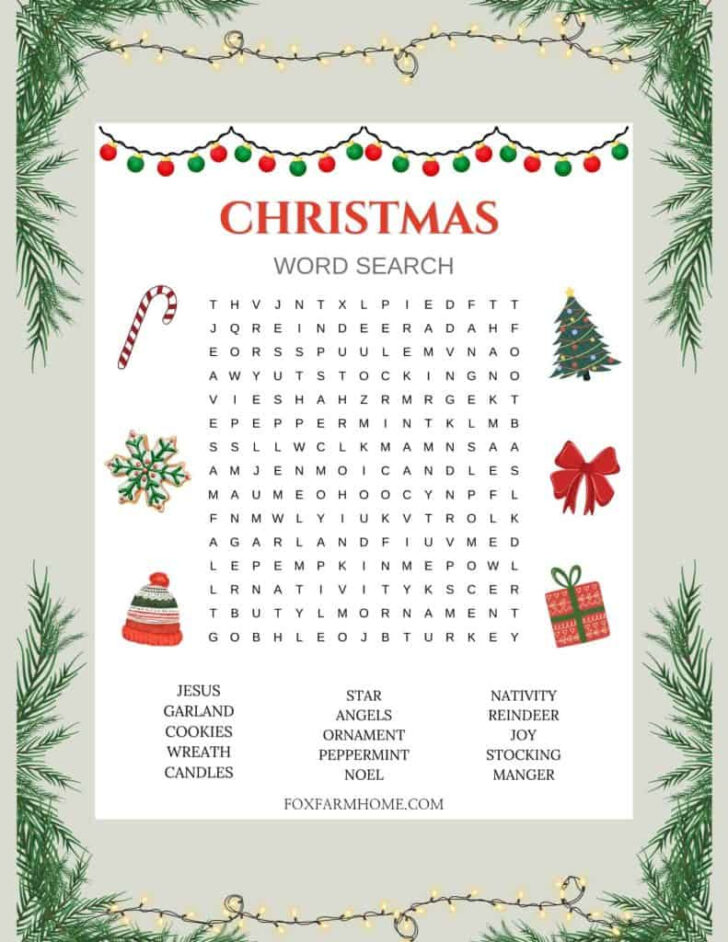 Christmas Word Search For Kids