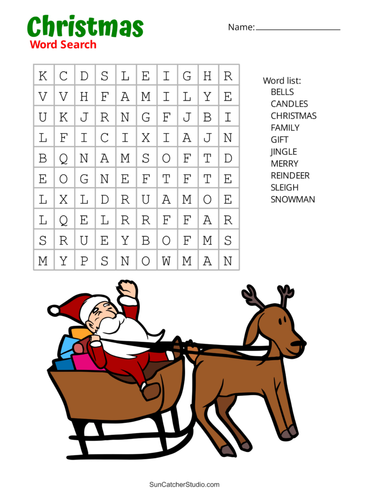 Christmas Word Search For Elementary Students