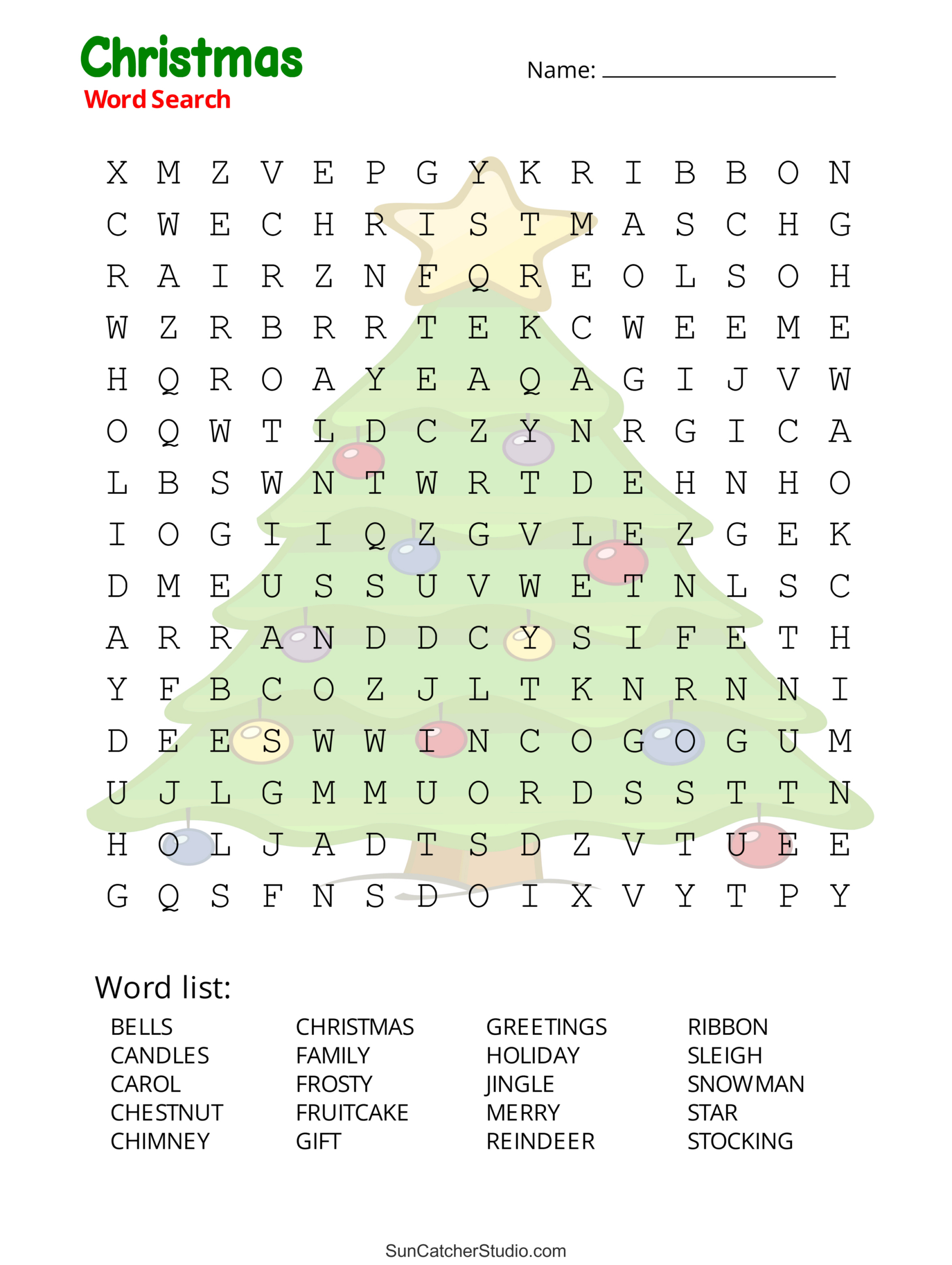 Christmas Word Search (Free Printable Pdf Puzzles) – Diy Projects in Christmas Tree Word Search Answer Key