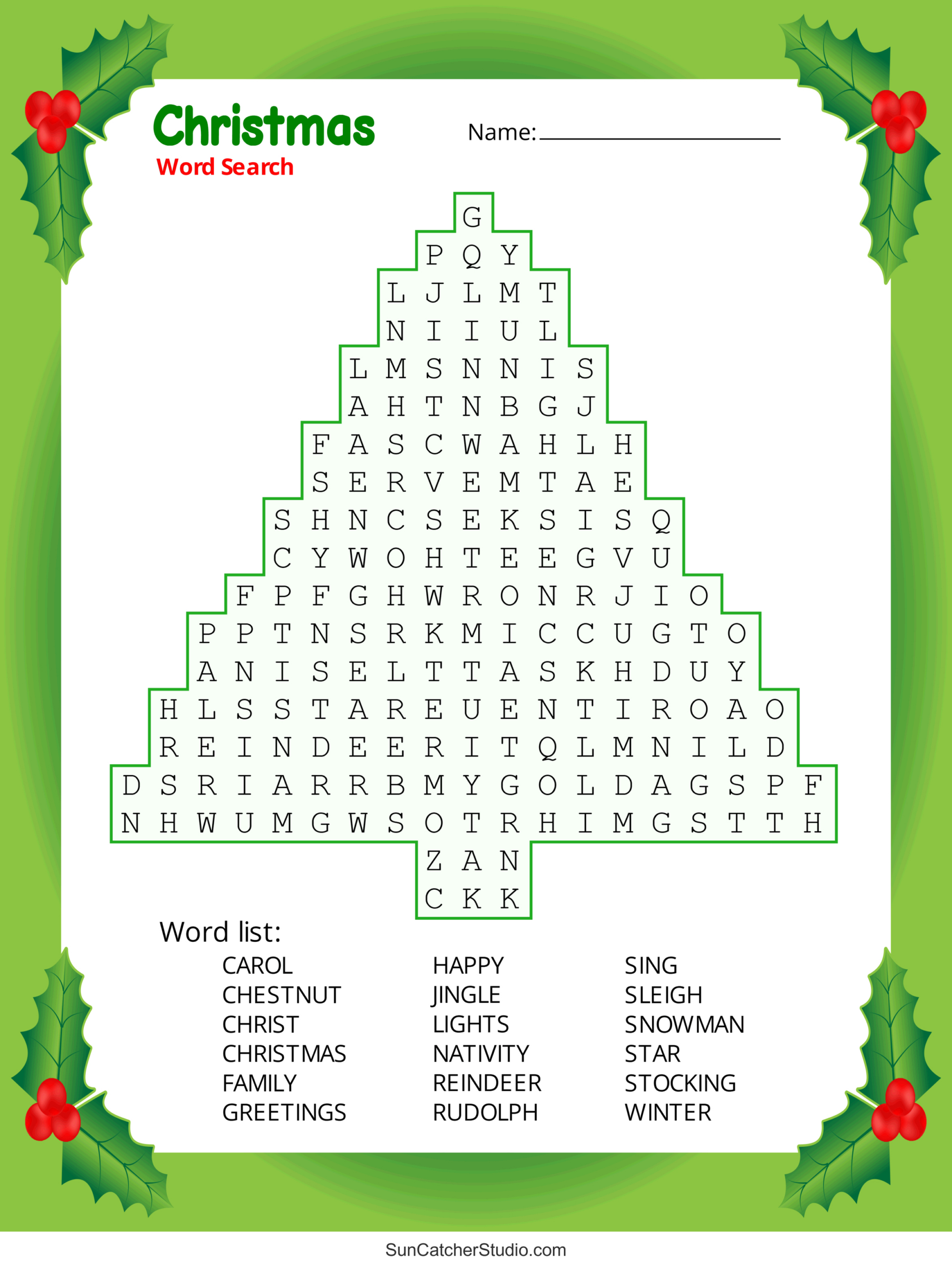 Christmas Word Search (Free Printable Pdf Puzzles) – Diy Projects intended for Christmas Word Search With Answers