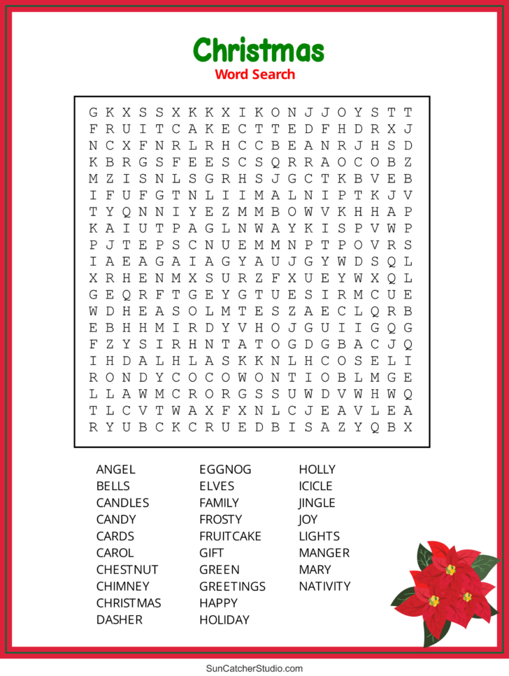 Christmas Word Search Difficult Printable