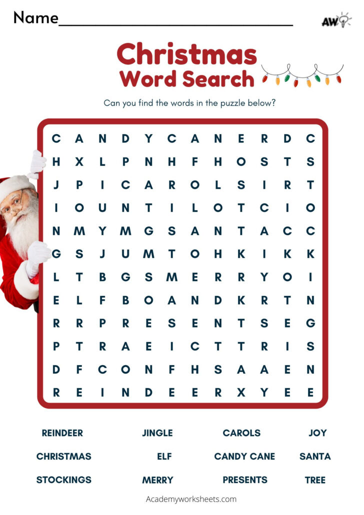 Christmas Word Search 1st Grade