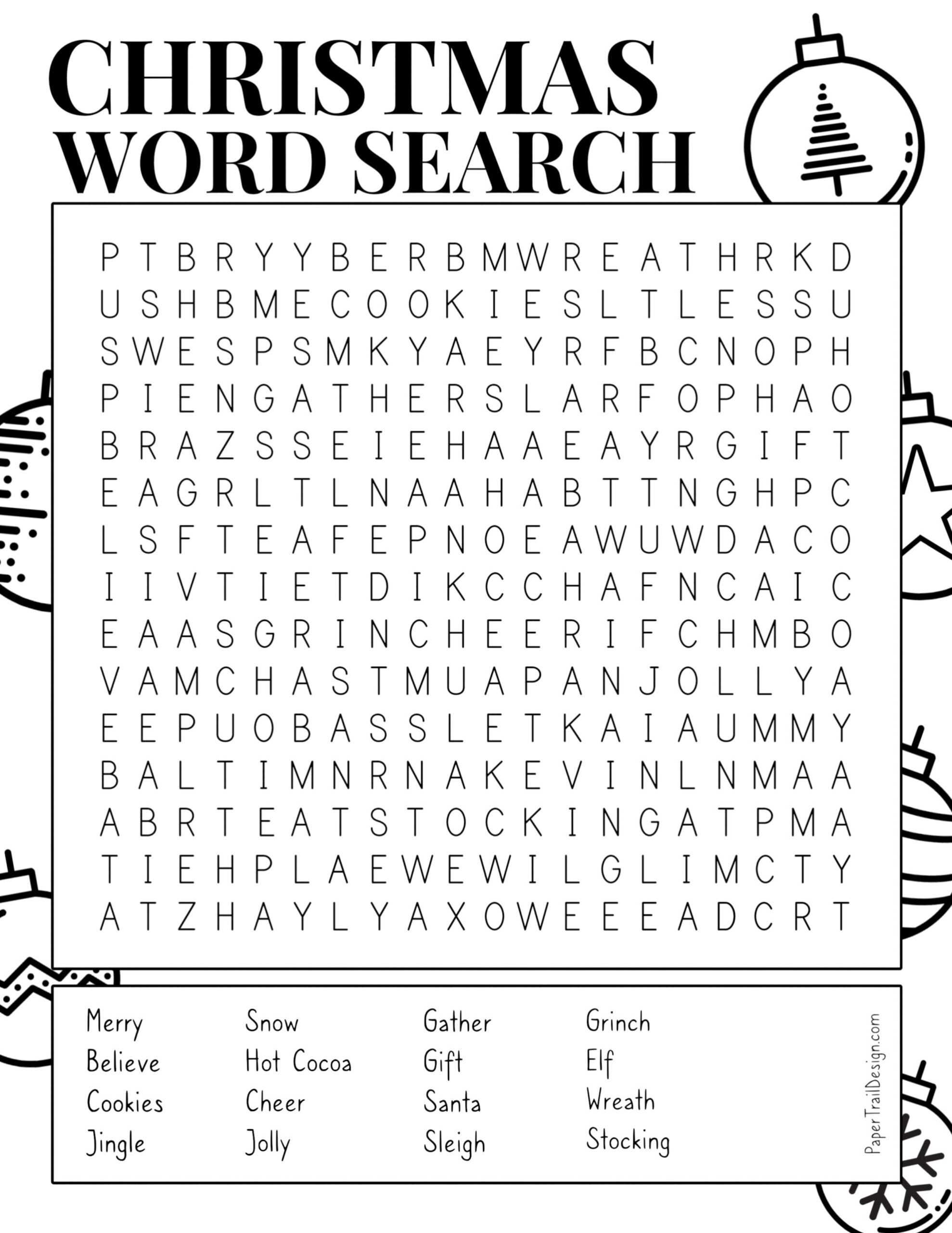 Christmas Word Search Printable - Paper Trail Design with regard to Christmas Word Search Puzzles To Print