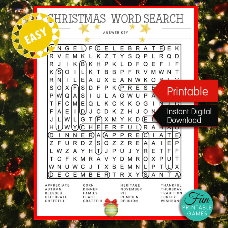 Christmas Decorating Word Search Answers