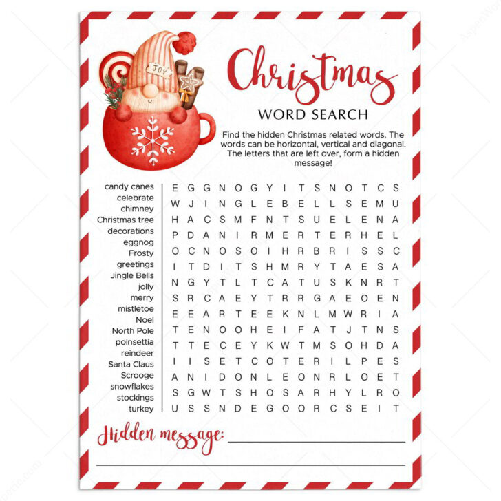 Word Search Game Christmas