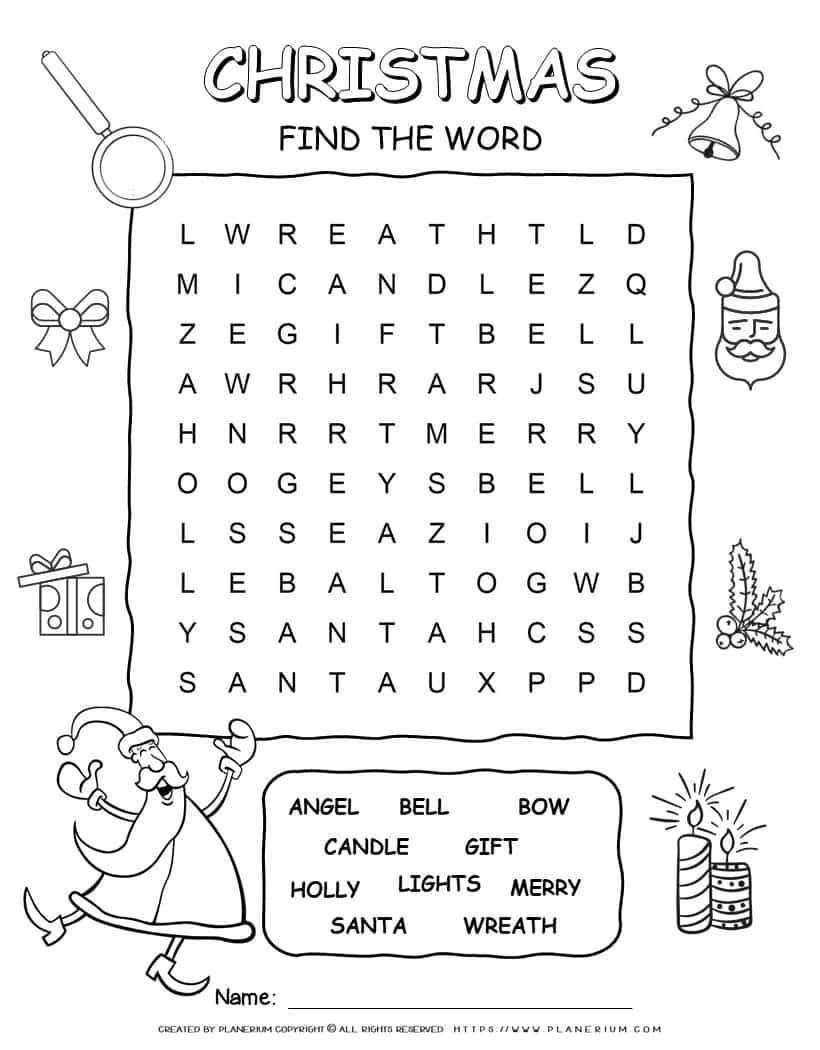 Christmas Word Search Printable With Ten Words | Planerium inside Christmas Element Word Search