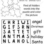 Christmas Word Search Puzzle For Kids Black And White Version With Regarding Christmas Word Search Coloring Pages