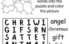 Christmas Word Search Puzzle For Kids Black And White Version With regarding Christmas Word Search Coloring Pages