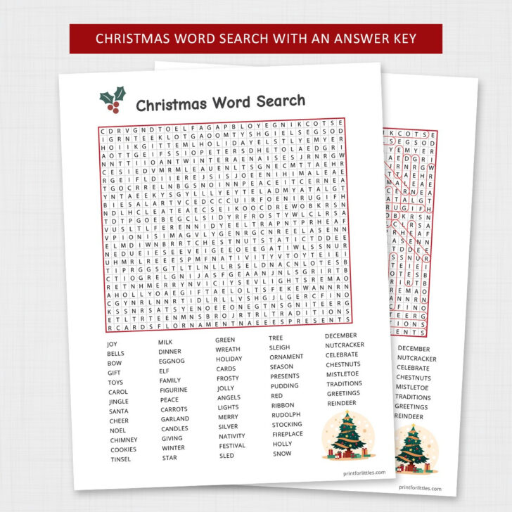 Christmas Word Search Puzzle Answers