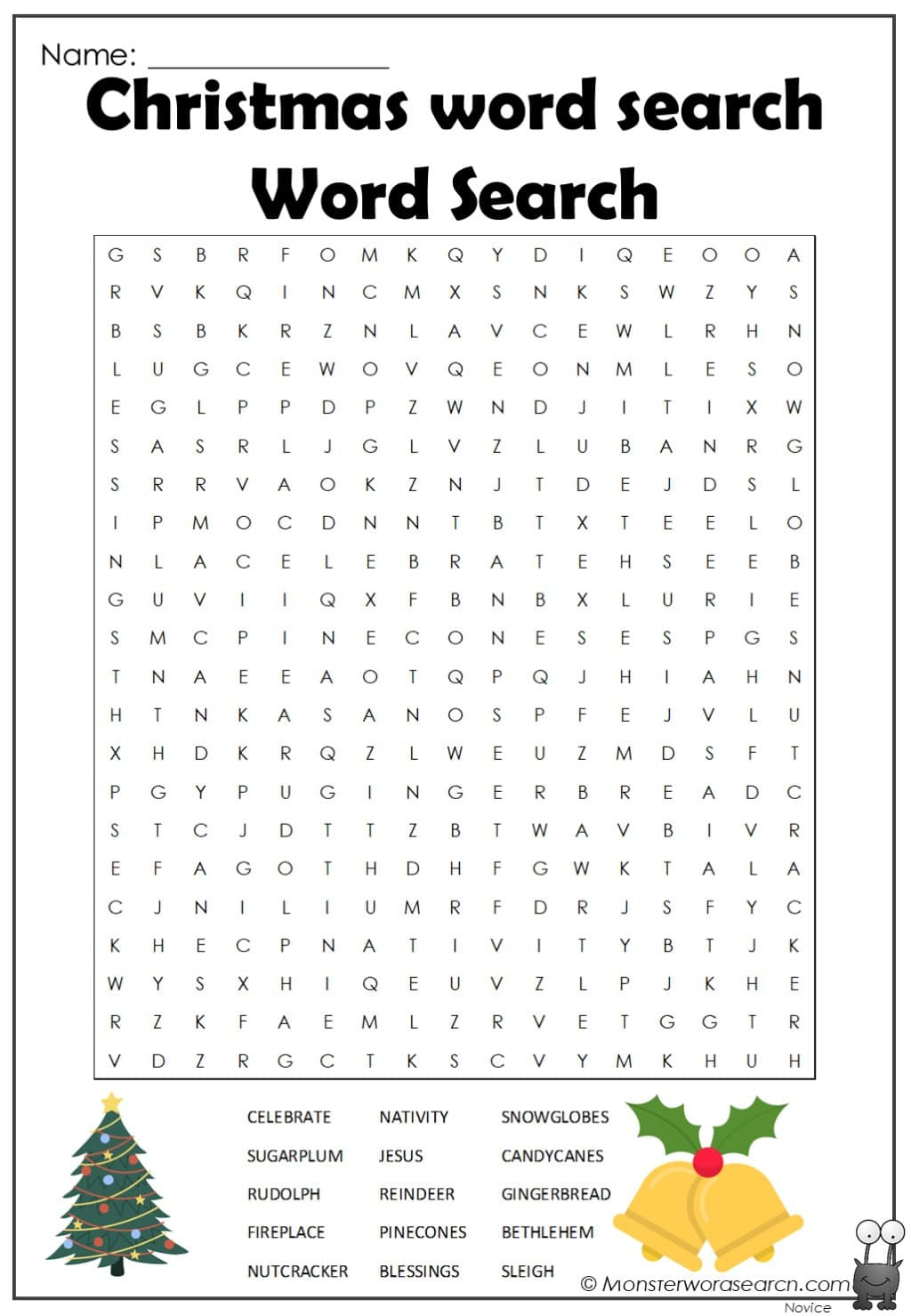 Christmas Word Search Word Search - Monster Word Search throughout Free Printable Word Searches For Christmas