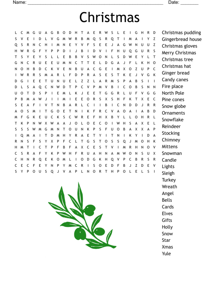 Christmas Word Search Printable For Adults