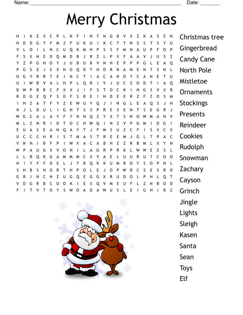 Christmas Word Search - Wordmint intended for Christmas Word Search Puzzle Answer Key