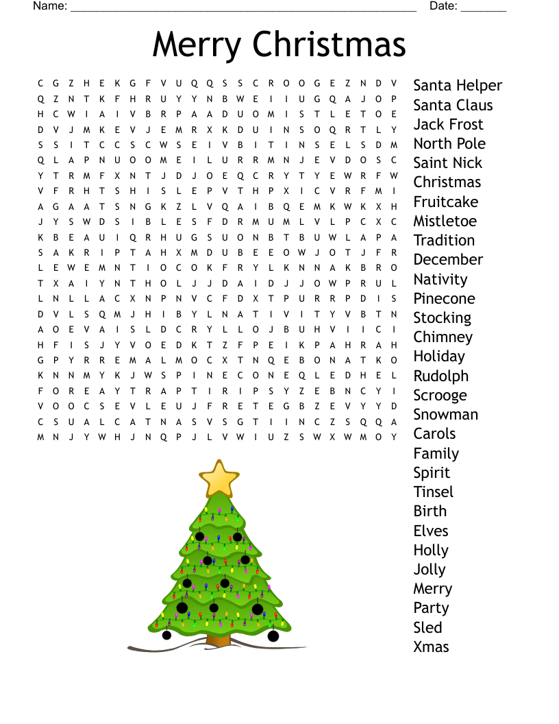 Christmas Word Search - Wordmint throughout Christmas Tree Word Search Pro