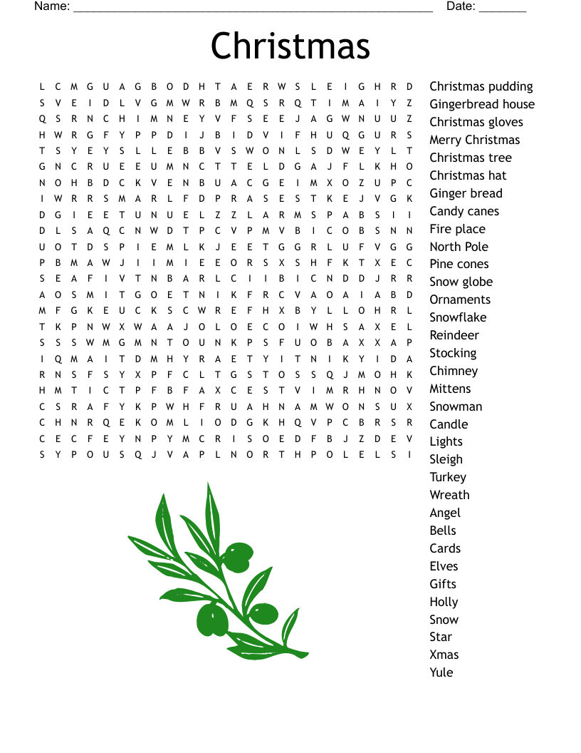 Christmas Word Search - Wordmint throughout Christmas Word Search Answer Key