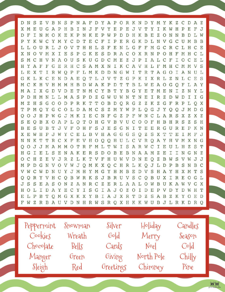 Christmas Word Searches - 25 Free Printables | Printabulls for 100 Word Christmas Word Search