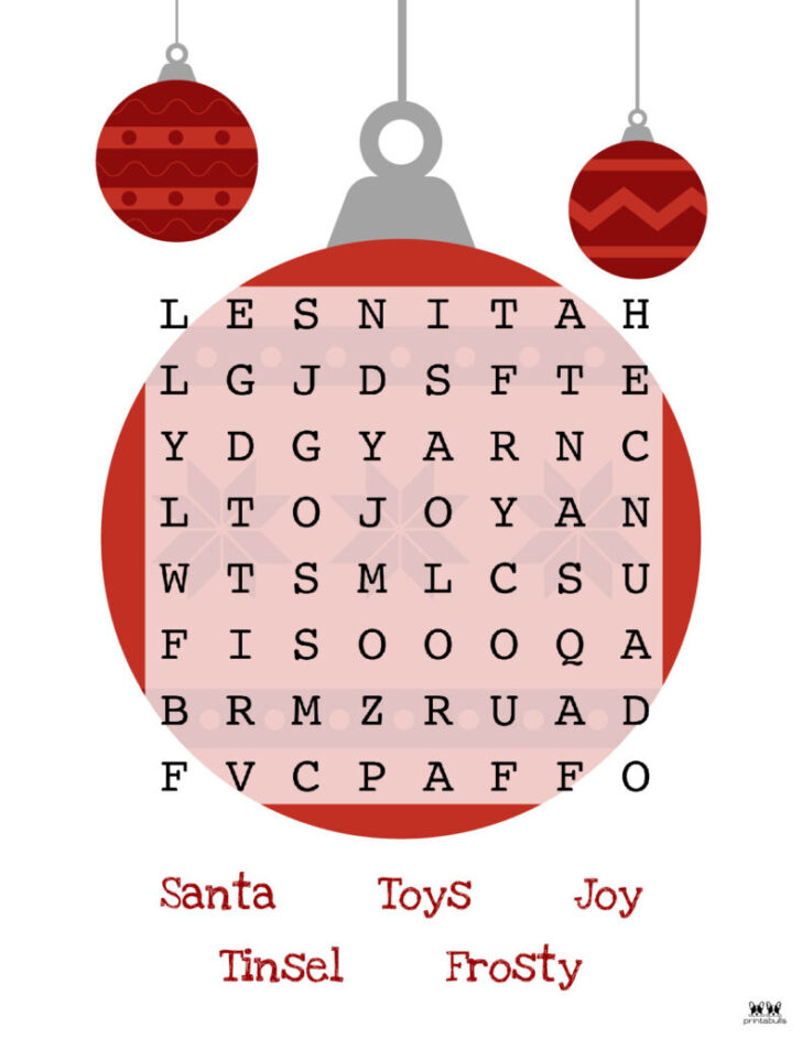 Easy Christmas Word Search Puzzles