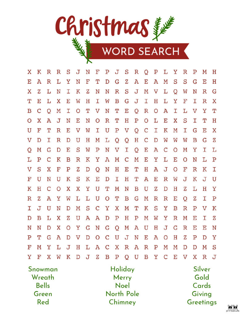 Christmas Word Searches - 25 Free Printables | Printabulls inside Word Search Christmas Hard