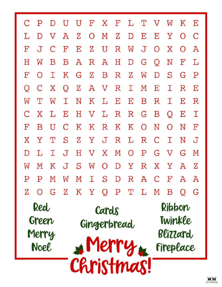 Free Printable Christmas Word Search For High School Students