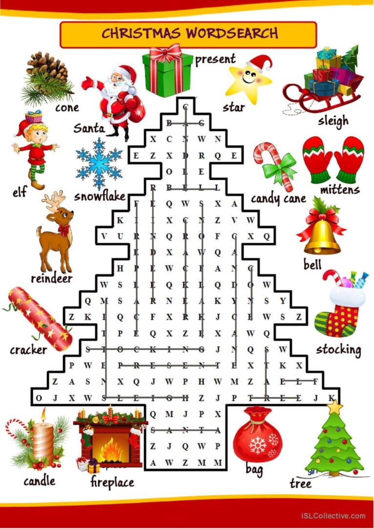 Christmas Wordsearch Fun Activity |…: English Esl Worksheets Pdf &amp;amp; Doc in Christmas Tree Word Search Answers