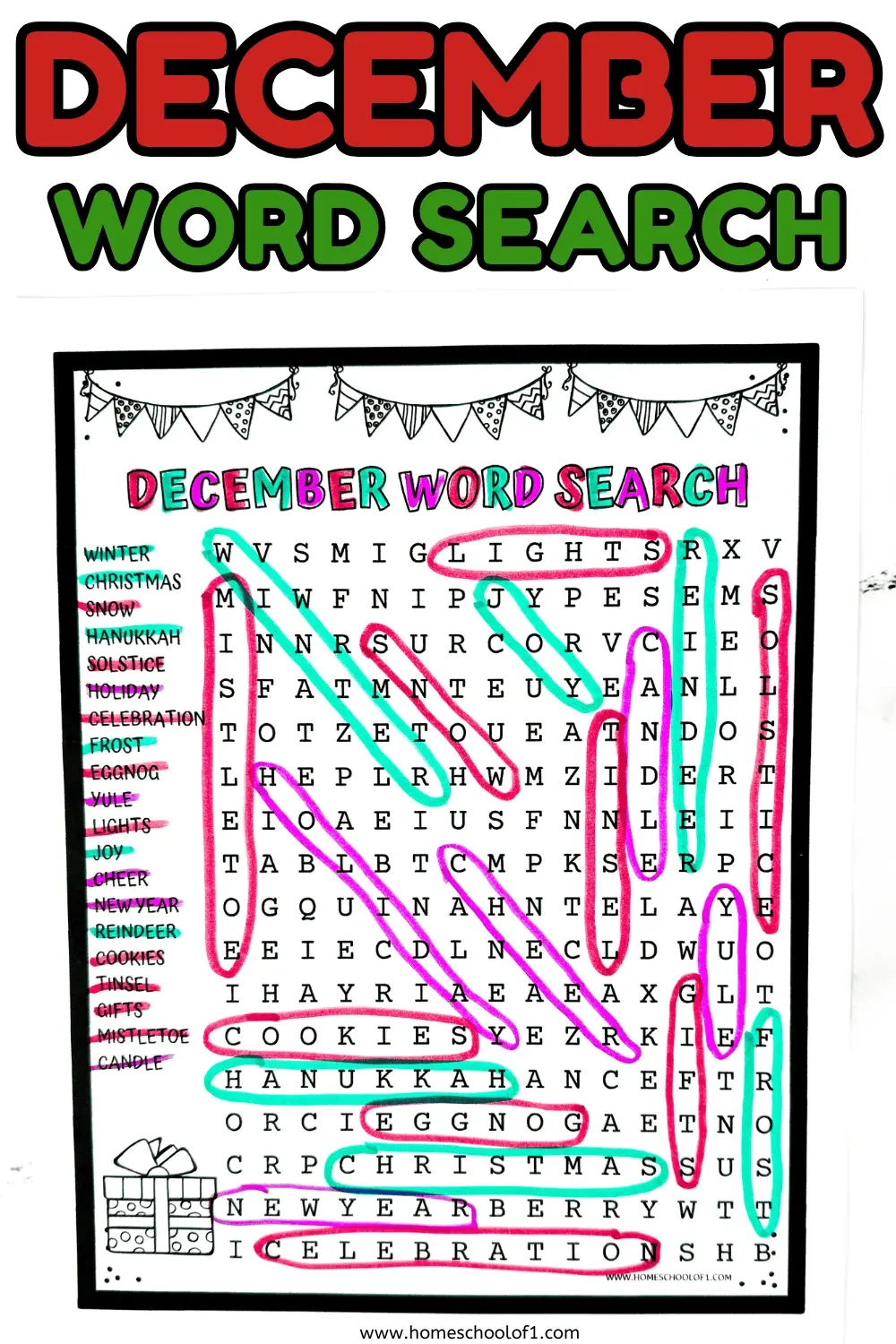 Free December Word Search Printable inside Christmas Elemental Word Search